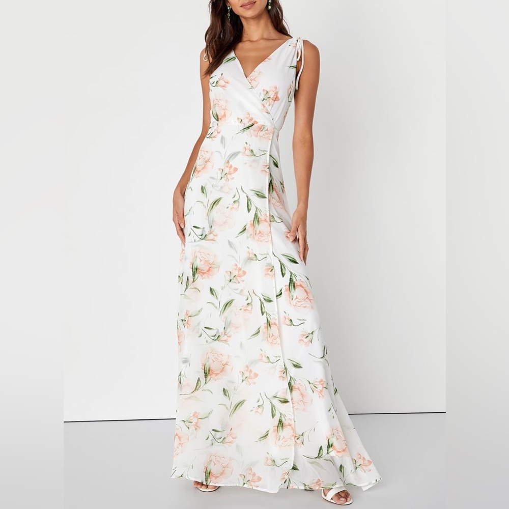 Romantic Possibilities White Floral Print Maxi Dress